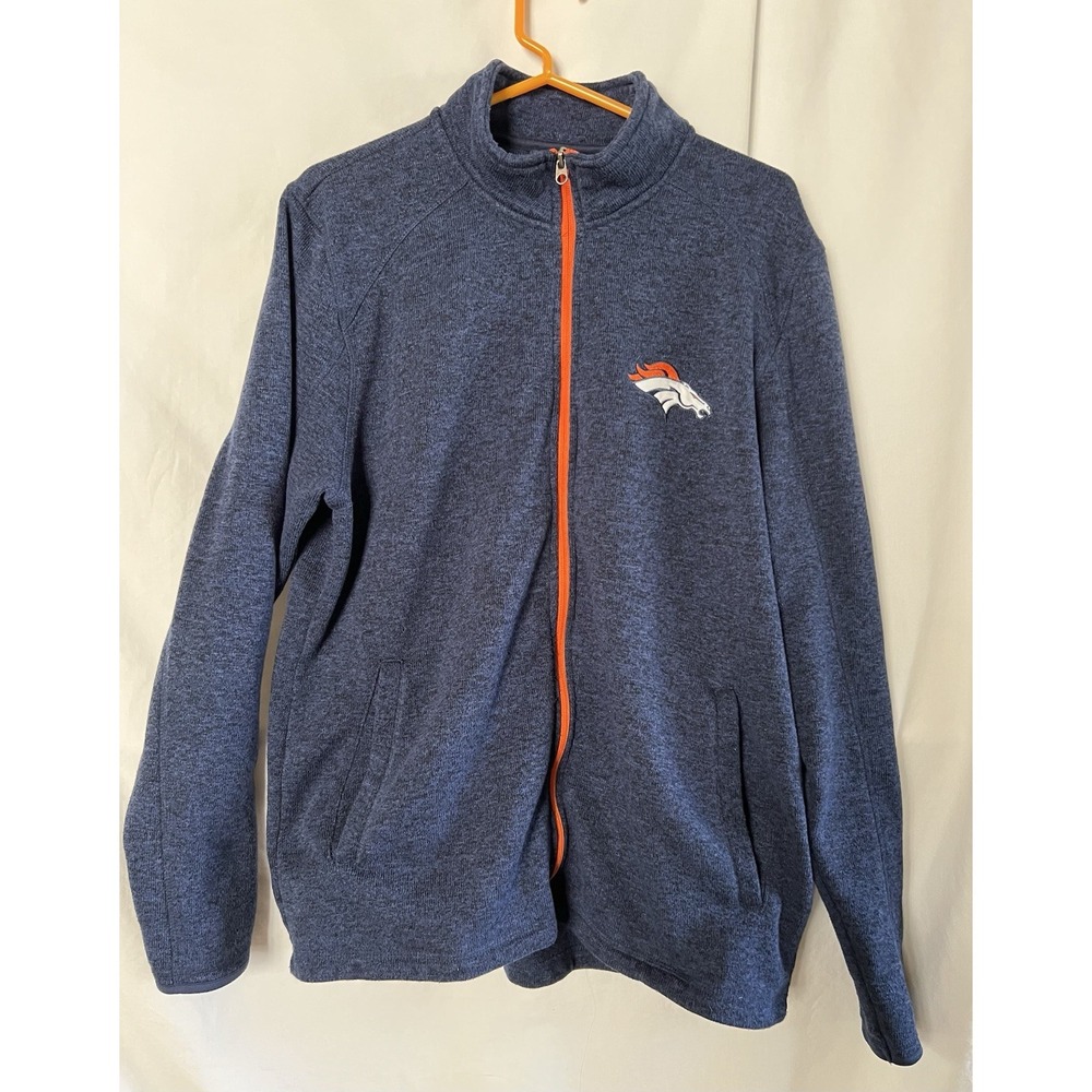 Denver Broncos‎ Full Zip up Jacket  Men's Large Heather Blue
